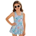 thumbnail image 4 of COEQINE Girls One Piece Tank Swimsuit with Skirt & Inner Liner, U Neck & V-Back Wide Strap Swimwear for Beach Play, Family Vacation, for Girls 12-13 Years, Seashell Starfish Coral Blue, 4 of 8