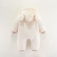 thumbnail image 3 of Caqnni Unisex Baby Hooded Jumpsuit Cotton Long Sleeve Warm Winter Outwear Outfits Fall Winter Onesie Outwear for 0-24 Months Baby (3-6 Months,White), 3 of 7