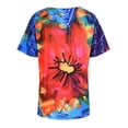 thumbnail image 4 of Enwejyy Women Casual Floral Print V-Neck Short Sleeve Loose Blouse T-Shirt Top, 4 of 4