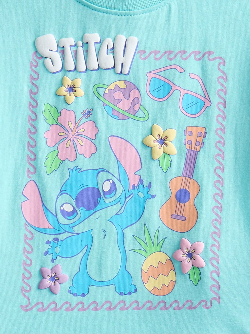 Stitch Baby Girls Graphic Tee and Bike Shorts Set, 2-Piece, Sizes