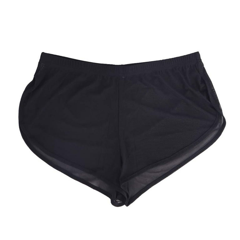 wofedyo Men'S Underwear Boxer Briefs Mesh Breathable Underpants Mens Mesh  Shorts See Through With Large Split Lingerie For Women Black 5Xl 