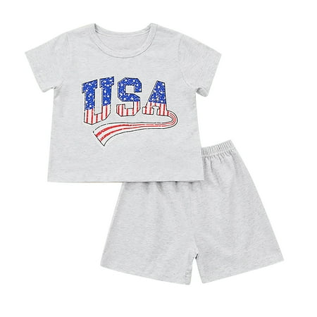 

EHTMSAK Toddler Baby Children Boy 2PCS Clothing Set T Shirts and Set Outfits Summer Short Sleeve Gray 18M-6Y M