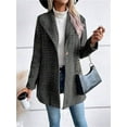 thumbnail image 2 of utcoco women's autumn and winter plaid striped casual blazer long sleeve knitted blend top, 2 of 4