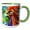 Green/White, variant on 3drose, Cool Colorful Rooster Portrait. Chic Digital Painting Gift, Card, 11oz Two-tone Yellow Mug