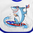 thumbnail image 4 of Inktastic Fourth of July Shark Surfing Boys or Girls Baby Bib, 4 of 4