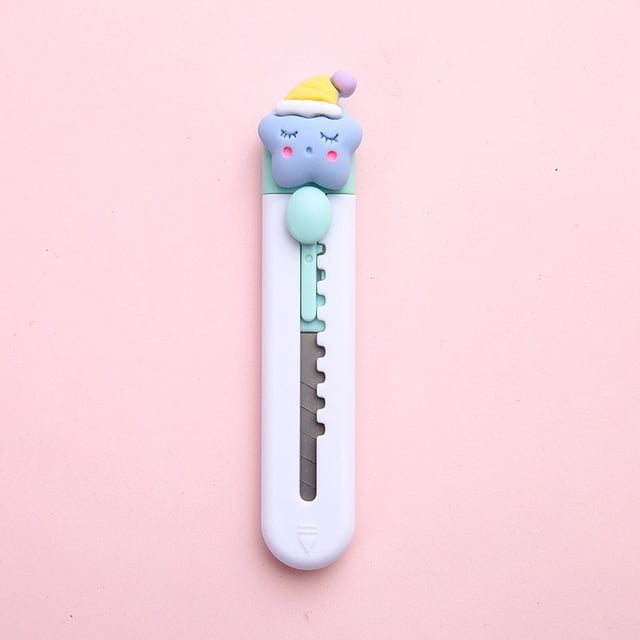 Lindo mini cuchillo de arte de desempaquetado de dibujos animados, cuchillo de mano portátil con división, cuchillo de corte de papel para oficina de estudiantes, cuchillo hecho a mano