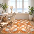thumbnail image 3 of Design&I 6'x9' Washable Area Rug Sleek Flatweave Pet Friendly Terracotta Postmodern Freeform Shapes Tone Abstract Boho Mid for Queen Size Bedroom, Under Bed, 3 of 7