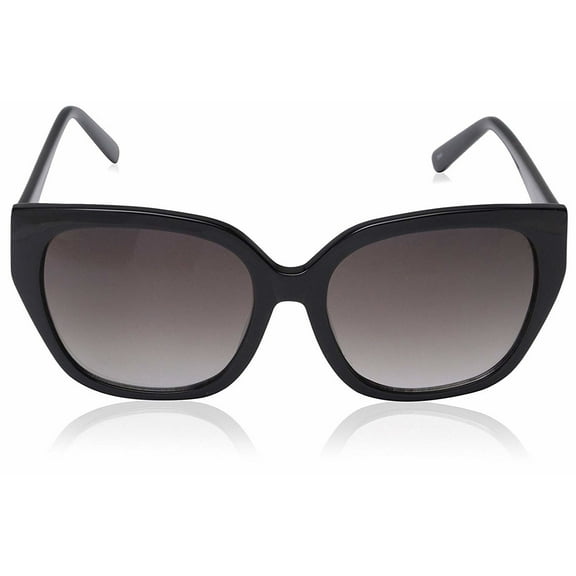 SOCIETY NEW YORK Women's Angular Square Sunglasses, Color: Black, Size:55-17-140