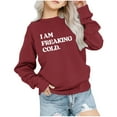 thumbnail image 2 of NAISIBABY Girls Sweatshirt, Letter Prints Crew Neck Long Sleeve Pullover Tops Red 11-12 T, 2 of 6