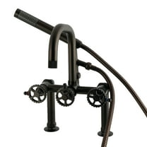 Kingston Brass AE6005CG Fuller 7" Center Deck-Mount Clawfoot Tub Faucet with Hand Shower, Oil Rubbed Bronze