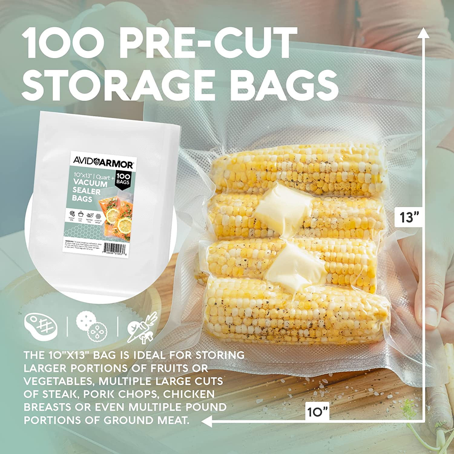 100 Vacuum Bags, Food Vacuum Storage Bags, Pre-Cut Vacuum Sealer Bags -  Excalibur Dehydrator