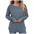 thumbnail image 1 of Kogui Chandails pour Femmes Automne 2025 Mode Automne 2025 pour Femmes Chandails à Blocs de Couleur Légers à Rayures Col Ras du Cou d'Hiver Tendance Chandails à Enfiler Hauts (Bleu,P), 1 of 5