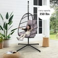 thumbnail image 3 of Outdoor Swinging Egg Chair, Patio Wicker Hanging Chairs with Stand, UV Resistant Hammock Chair with Comfortable Gray Cushion, Durable Indoor Swing Egg Chair for Garden, Backyard, 350lbs, L3958, 3 of 9