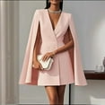 thumbnail image 2 of MORTTIC Women's Elegant A-Line Mini Dress with Double-Breasted Structured Shoulders Office to Party Outfit Pink S, 2 of 7