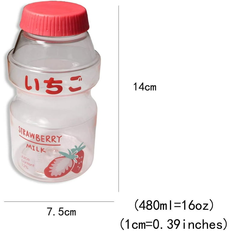 16oz Plastic Fruit Juice Water Bottle Milk Cartoon Shaker Bottle, Portable  Leak Proof Travel Drinking Bottle for Kids & Girl