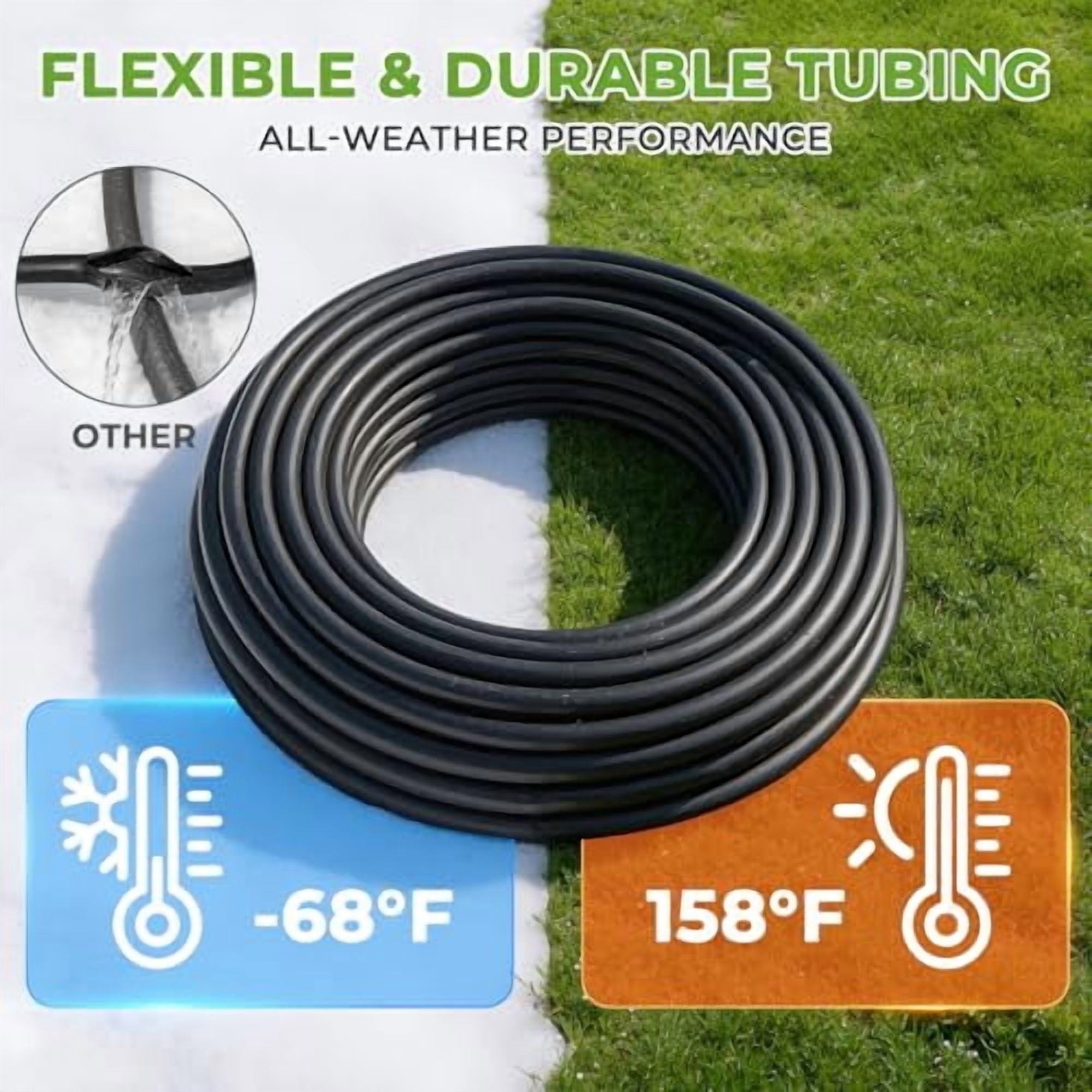RibRave 200FT Garden Watering System, Drip Irrigation Kits for Plants, New Quick Connector, Blank Distribution Tubing, Saving Water Automatic Irrigation Equipment for Patio Lawn