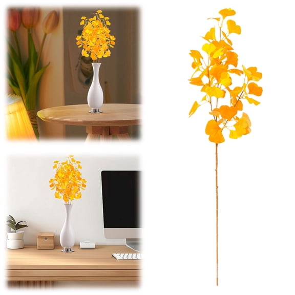 Clearance Under $3 Artificial Ginkgo Leaf Ginkgo Leaf Spray Plastic For Living Room Vase Filler Wedding Arch Arrangement Gold (1Pc)