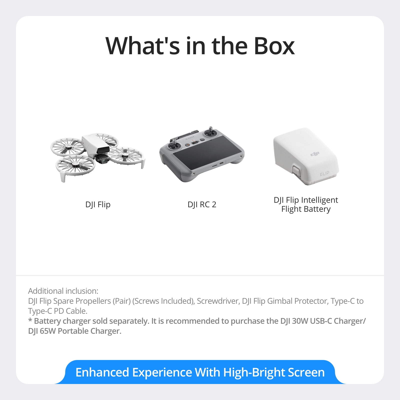 DJI Flip with RC 2 Screen Remote Controller, Follow Me Drone with 4K UHD Camera
