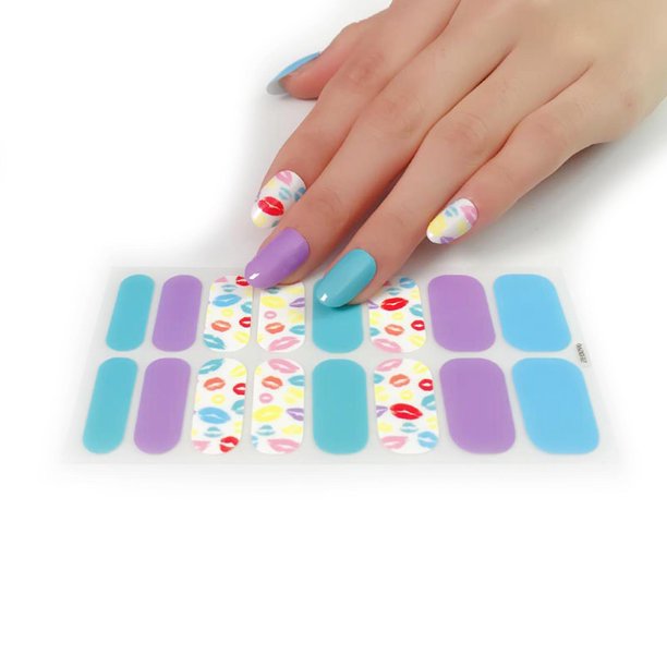 90 Pegar en tiras de esmalte de uñas Envolturas de uñas completas Caleidoscopio Pegatinas de esmalte de uñas
