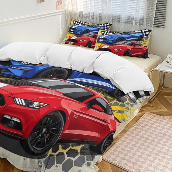 3D Cartoon Race Sports Car Bedding Set Duvet Cover Couple Bedclothes Pillowcase Customized Home Textiles Bed Set for Twin Size