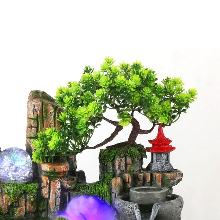 Wuzstar Tabletop Rockery Fountain, Indoor Waterfall, Bonsai Resin Landscape  with LED, Atomizing Effect - Walmart.com