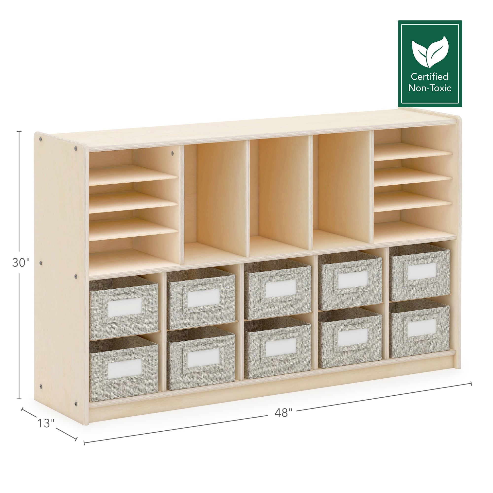 EdQ Shelves and 10 Bin Storage Unit 30 - Natural – Guidecraft