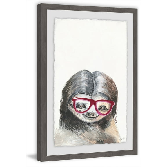Nerdy Sloth Framed Painting Print