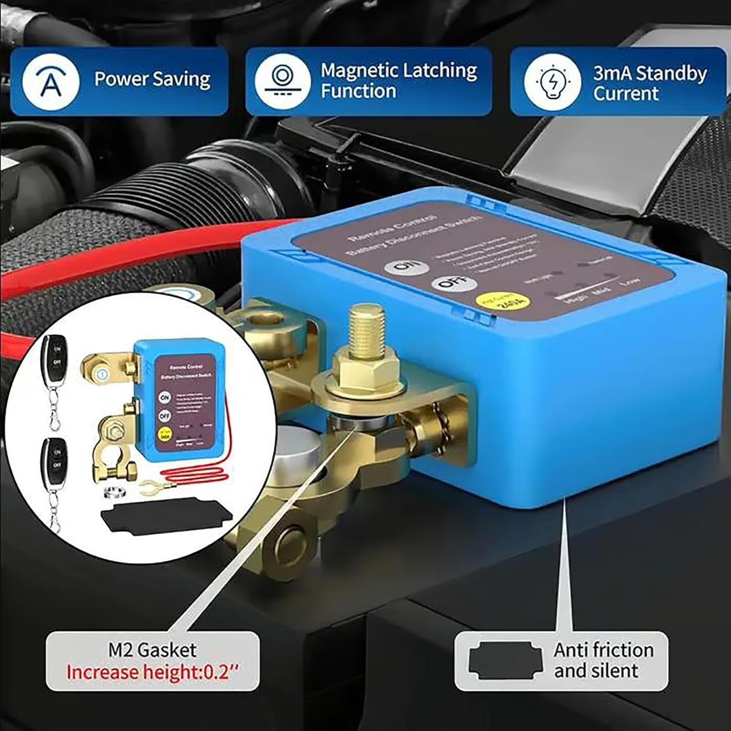 Remote Control of Car Devices for Anti-Theft Safety, Battery Disconnect Switch with Remote, 12V 240A Kill Switch for Theft Protection on Car Truck and RV