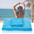 thumbnail image 3 of Albornoz cálido de fibra superfina para mujer + toalla de ducha, conjunto de baño de SPA, azul lago, 3 of 8