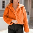thumbnail image 7 of LWavelet Glitzy Fuzzy Hooded Cropped Jacket Women Cozy Party Night Out Winter Trendy Casual Outerwear Saffron S, 7 of 7