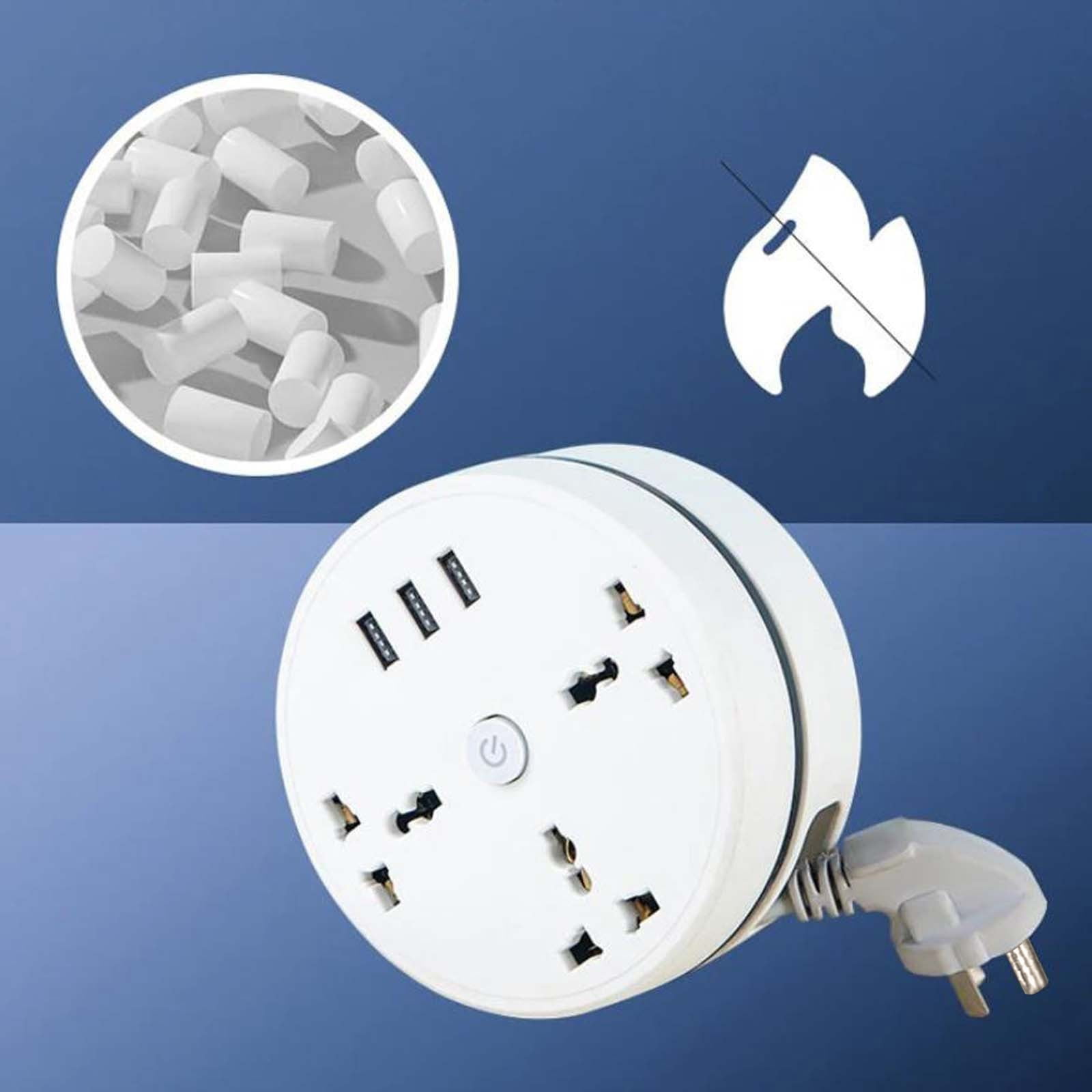 3 Packs Universal Travel Power Strip with 3 Outlets & 3 USB Ports 6.7ft Extension Cord Surge Protector for Home Office Hotel Dorm Compact Portable Charging Station