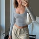 thumbnail image 4 of Camisa ajustada de manga larga NikouMX Cuello redondo mujer S M L, 4 of 8