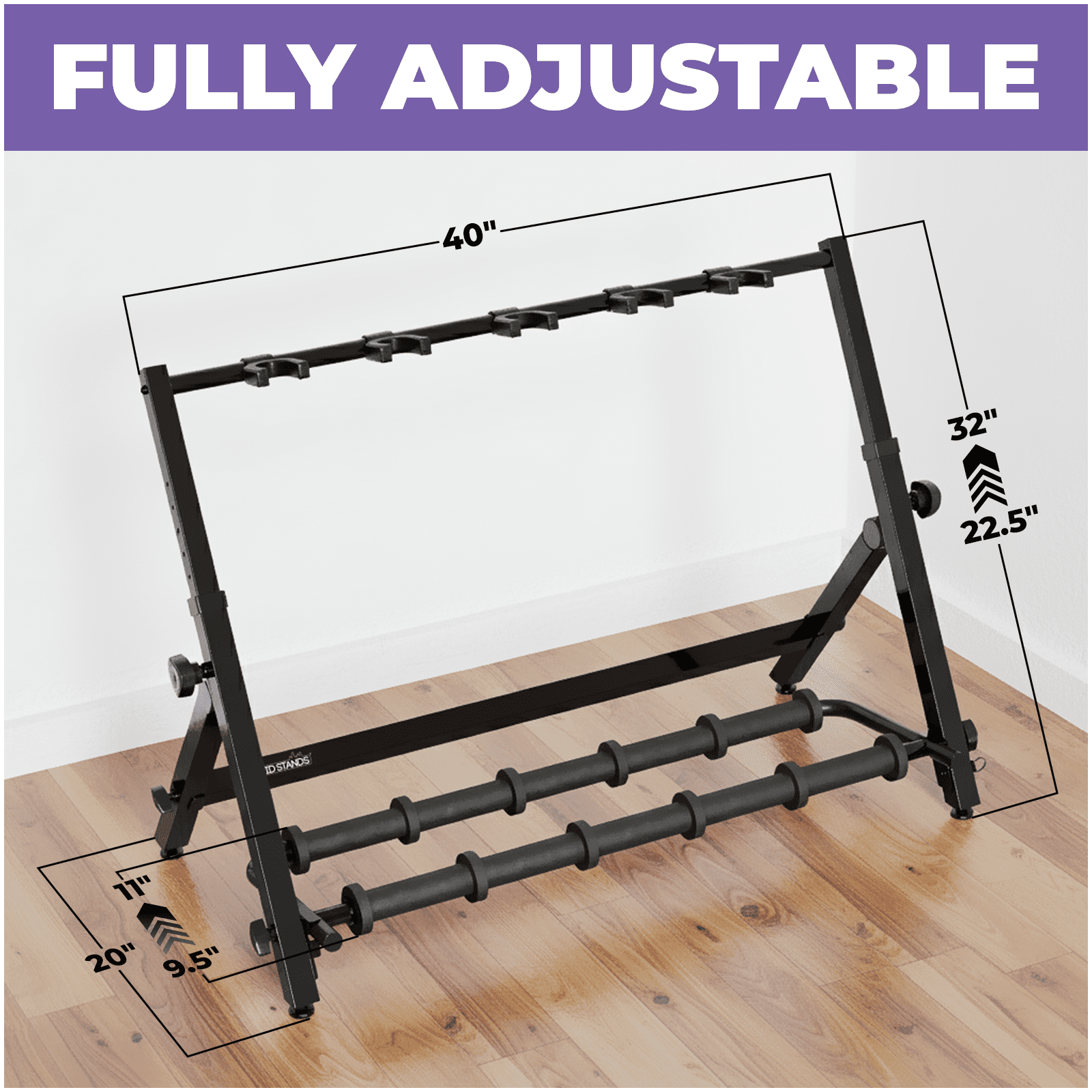 Liquid Stands Multi Guitar Stand Rack for 5 Guitars, Foldable Height Adjustable Design with 5 Neck Holders, 12 Foam Pad Separators, Floor Storage Guitar Rack for Multiple Instruments