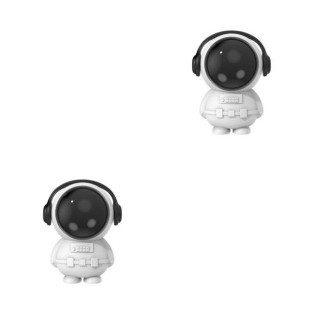 Cateissary *Astronaut-Shaped Small Fan Portable USB Charging Leafless Handheld Can Mini With Lanyard Hang Neck Fan for Home Office blanco 2piezas