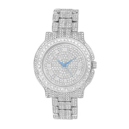 Women's Luxury Crystal Diamonds Iced Out Watch, a True Testament to blinged-Out Beauty and Timeless Glamour (L0504LA Trim-SLV)