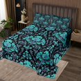 thumbnail image 2 of Erosebridal Ensemble de Couvre-Lit Damas Taille Simple, Courtepointe Noire et Turquoise, Ultra Douce 2 Pcs, 2 of 5