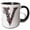 Black/White, variant on 3drose, Pretty Image of Ruby Jeweled Monogram Letter V, 11oz Two-tone Red Mug