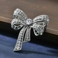thumbnail image 4 of Rhinestone Bow Brooch Pin for Women Shiny CZ Crystal Pearl Dangling Ribbon Bow Knot Lapel Pins Wedding Party Dance Banquet Dress Suit Shirt Scraf Clip for Clothes Accessories Jewelry, 4 of 6