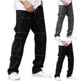 thumbnail image 4 of Mens Baggy Jeans Y2k Skater Vintage Pants Multiple Pockets Casual Straight Leg Loose Fit Cargo Denim Jeans for Men Women, 4 of 4