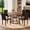 Walnut table+Four Black Chairs (Walnut legs), variant on Hi loPres Round Dining Table Set for 4, 47.3-Inch Walnut MDF Desk with Black Hourglass Base, Brown Tufted Fabric Chairs in Apartment Kitchen