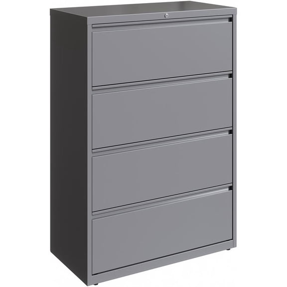 Pemberly Row 36" Wide 4 Drawer Metal Lateral Filing Cabinet Arctic Silver