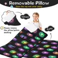 thumbnail image 3 of Galaxy Cat Head Black Pattern Teens Toddler Nap Mat with Pillow, Sleeping Mat Bag for Preschool Daycare 59"x22", 3 of 6