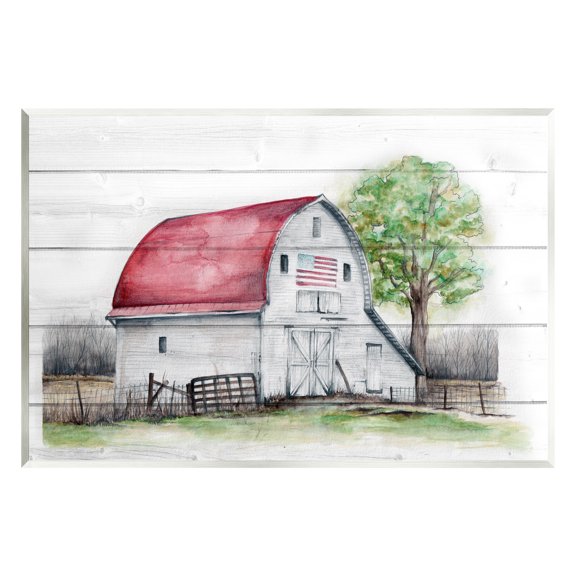Stupell Industries Rustic Americana Barn Landscape Painting Unframed Art Print Wall Art, 15 x 10