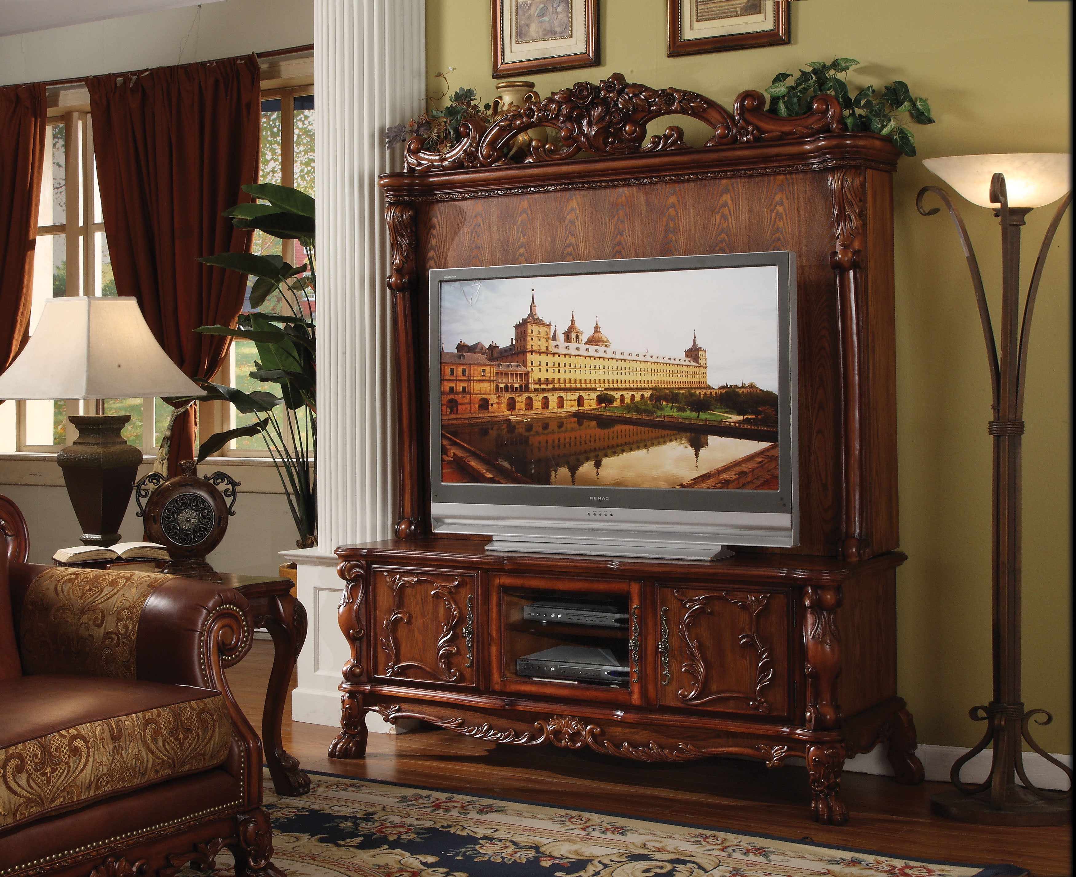 Acme Furniture Dresden Entertainment Center, Cherry Oak