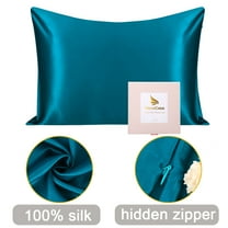 Silk Pillowcases for Hair and Skin with Zipper Closure Non-Standard Peacock Blue