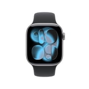 Apple Watch Series 11 [GPS + Cellular 42mm] Smartwatch with Space Gray Aluminum Case with Black Sport Band - M/L