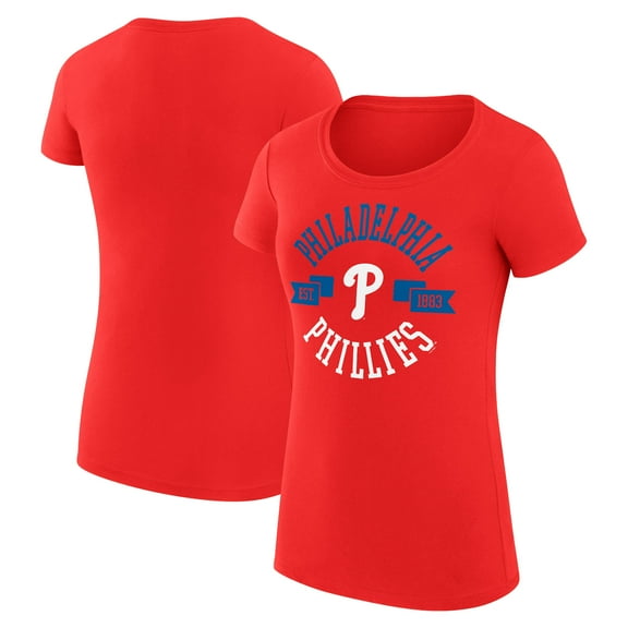 Women's G-III 4Her by Carl Banks Red Philadelphia Phillies Super-Slim Fit Lightweight City Graphic T-Shirt