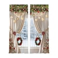 thumbnail image 1 of Aodebiao Rideaux Couronne Boule de Noël Rideaux Décoratifs d'Extérieur Rideaux Imprimés Robustes pour Fenêtre Porte Patio Décorations de Noël, 1 of 4