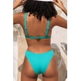 thumbnail image 2 of Women's Bikini Swimsuit Bandeau Ribbed Aqua Blue Two Piece Bathing Suit, 2 of 4