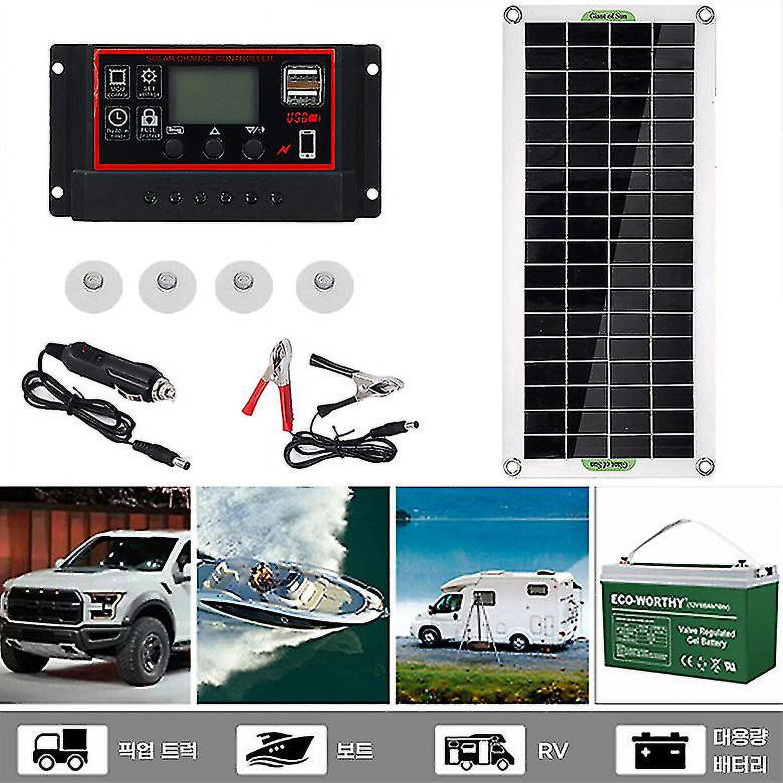 300w 12V Solar Panel Kit Battery Maintainer Trickle Charger,Solar Charge Controller and Adjustable Solar Panels Mount Rack Bracket